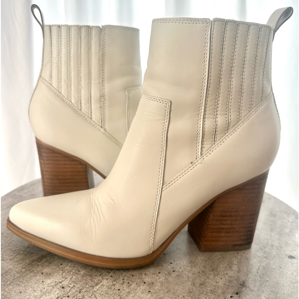 MARC FISHER WOMEN’S MARELA POINTED TOE BOOTIE - Ivory Leather - 8